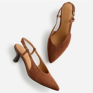 Madewell Brown Suede Slingback Heels